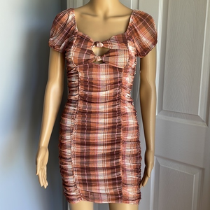 Madden‎ NYC Junior's Ruched Bodycon Dress with Puff Sleeves - Various Sizes
